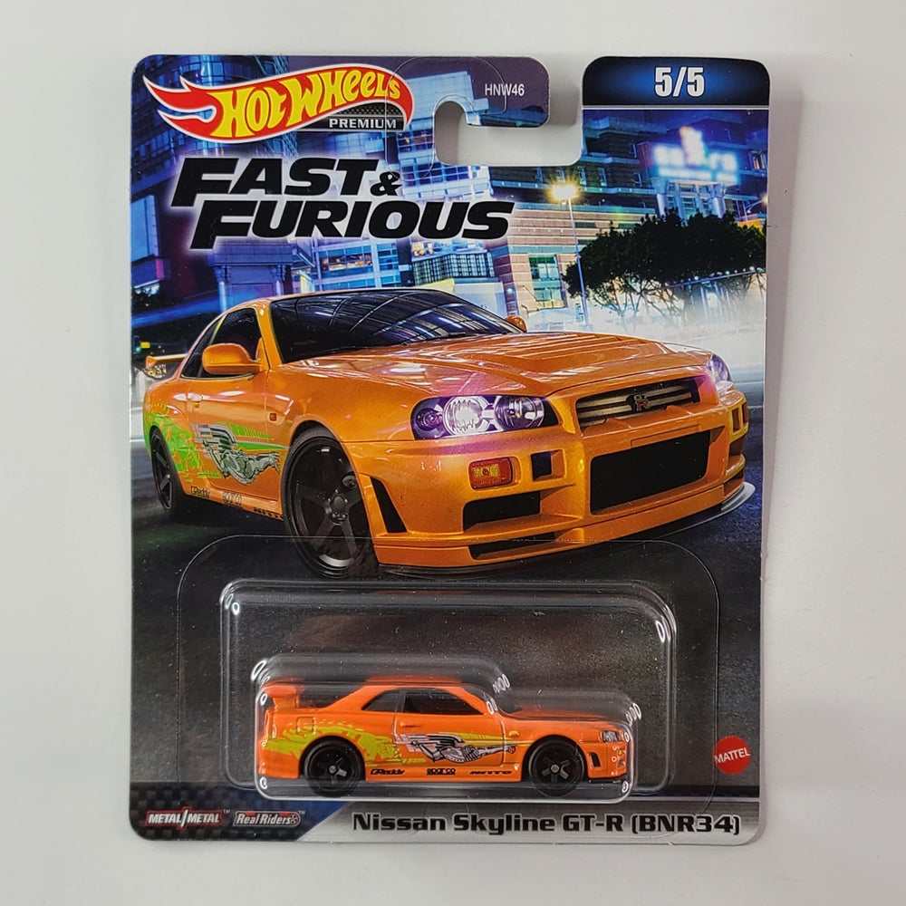 Hot Wheels Premium Real Riders - Nissan Skyline GT-R (BNR34) (Orange)