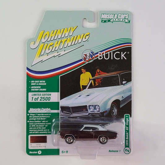 Johnny Lightning - 1970 Buick GS Stage 1 (Burgundy Misty Poly) [Limited Edition 1 of 2500]