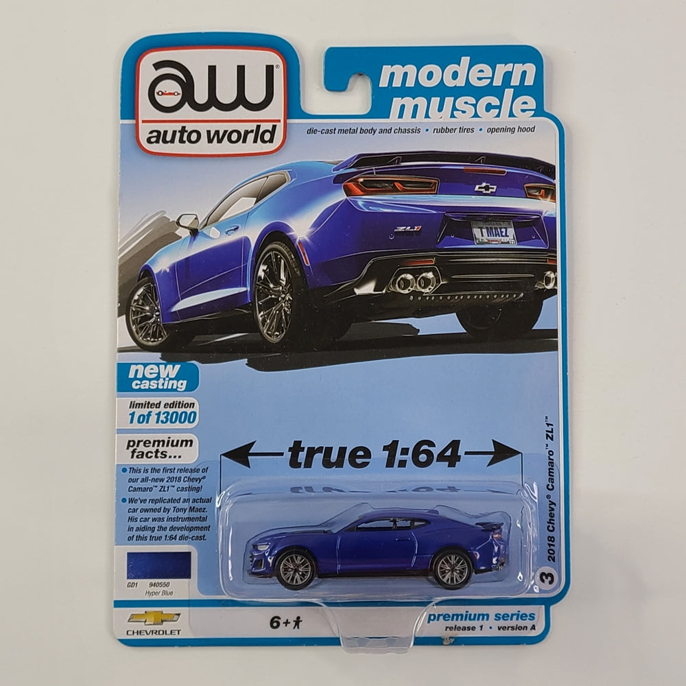 Auto World - 2018 Chevy Camaro ZL1 (Hyper Blue) [Limited Edition - 1 of 13000]