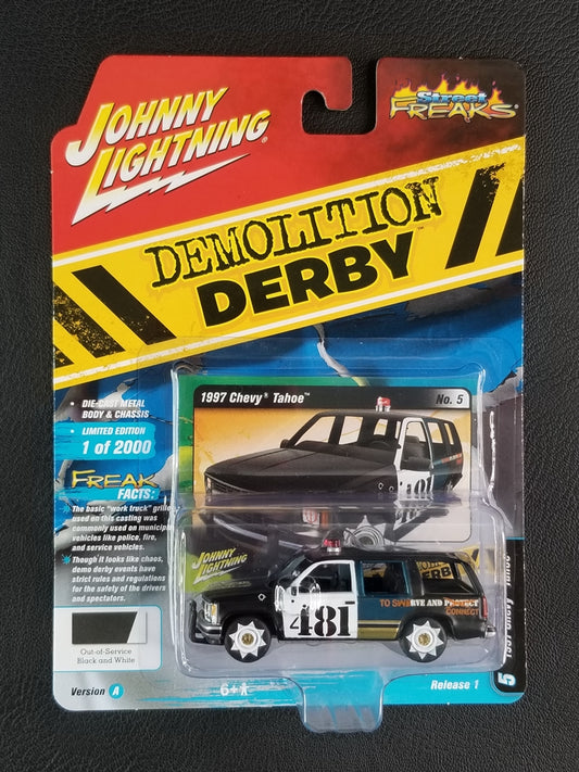 Johnny Lightning - 1997 Chevy Tahoe (Out-of-Service Black and White) [5/6 - Street Freaks (2020 Release 1) [Version A] (Demolition Derby); Ltd. Ed. - 1 of 2000
