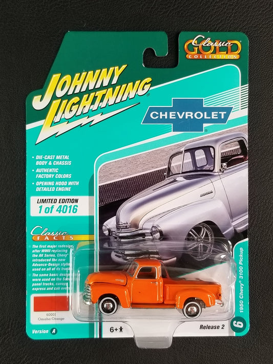 Johnny Lightning - 1950 Chevy 3100 Pickup (Omaha Orange) [6/6 - Classic Gold 2020 (Release 2) [Version A]; Ltd. Ed. - 1 of 4016]