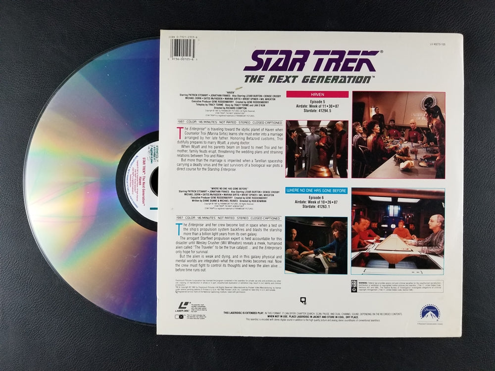 Star Trek: The Next Generation - Haven/Where No One Has Gone Before (1992, Laserdisc)