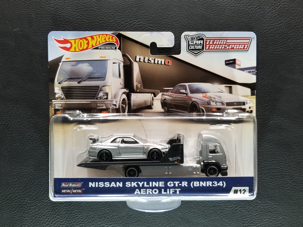 Hot Wheels Premium - Nissan Skyline GT-R (BNR34) & Aero Lift (Silver & Silver/Black)