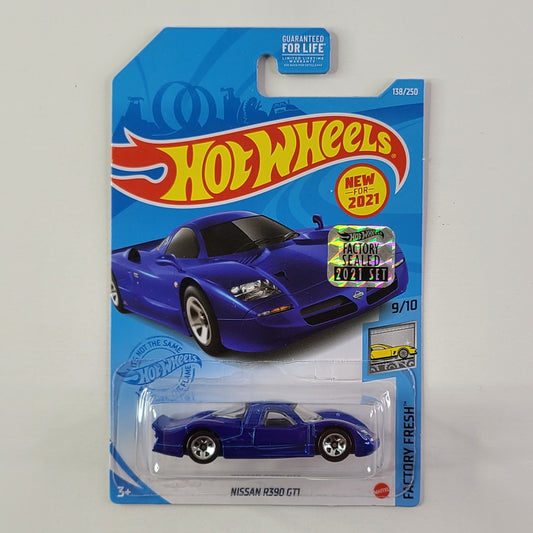 Hot Wheels - Nissan R390 GT1 (Metalflake Blue) [Factory Sealed 2021 Set]