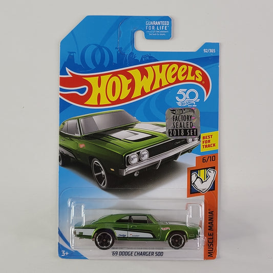 Hot Wheels - '69 Dodge Charger 500 (Green) [Factory Sealed 2018 Set]