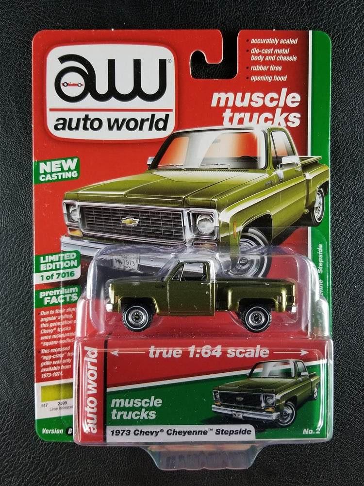 Auto World - 1973 Chevy Cheyenne Stepside (Lime Iridescent) [Ltd. Ed. - 1 of 7016]