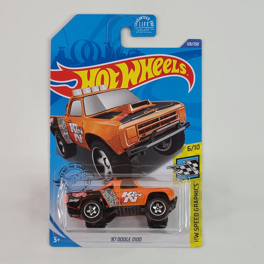 Hot Wheels - '87 Dodge D100 (Orange) [HW Speed Graphics Mini Collection (2020) - 6/10]