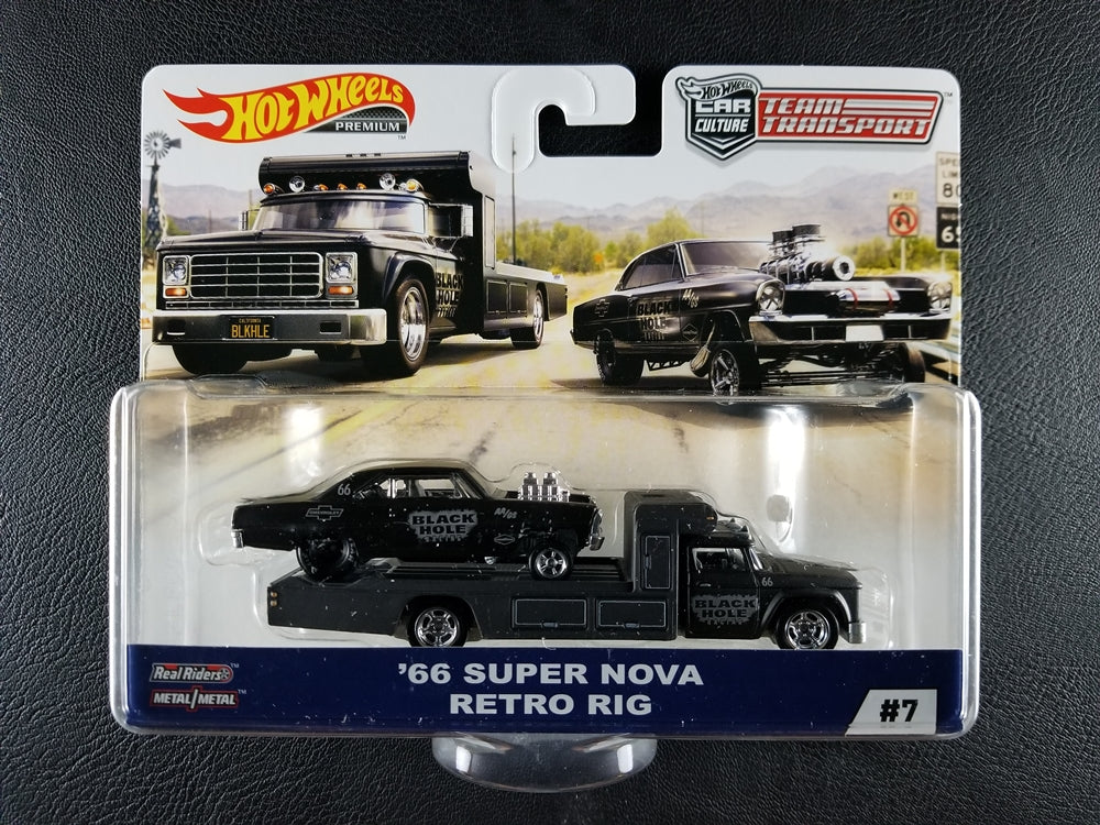 Hot Wheels Premium - '66 Super Nova and Retro Rig (Black) [Car Culture: Team Transport (Mix 3, Series 7)]