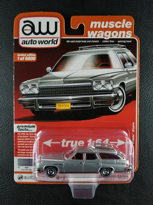 Auto World - 1975 Buick Estate Wagon (Silver Mist Poly) [4/6 - 2020 Premium Series (Release 2) (Version A) (Muscle Wagons); Limited Edition, 1 of 6800]