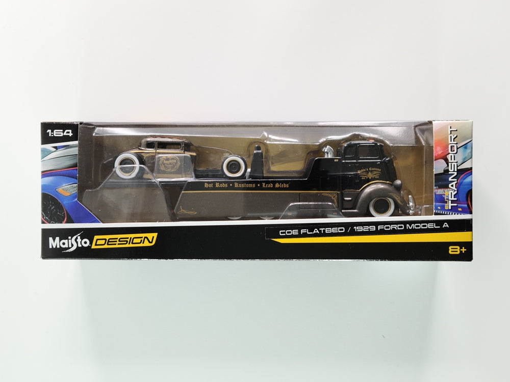 Maisto Design - Coe Flatbed/1929 Ford Model A (Black/Gold) [Elite Transport]