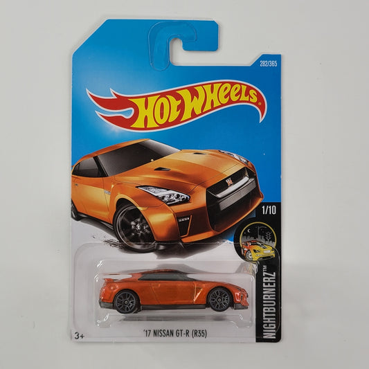 Hot Wheels - '17 Nissan GT-R (R35) (Metalflake Orange) [Nightburnerz Mini Collection (2017) - 1/10]