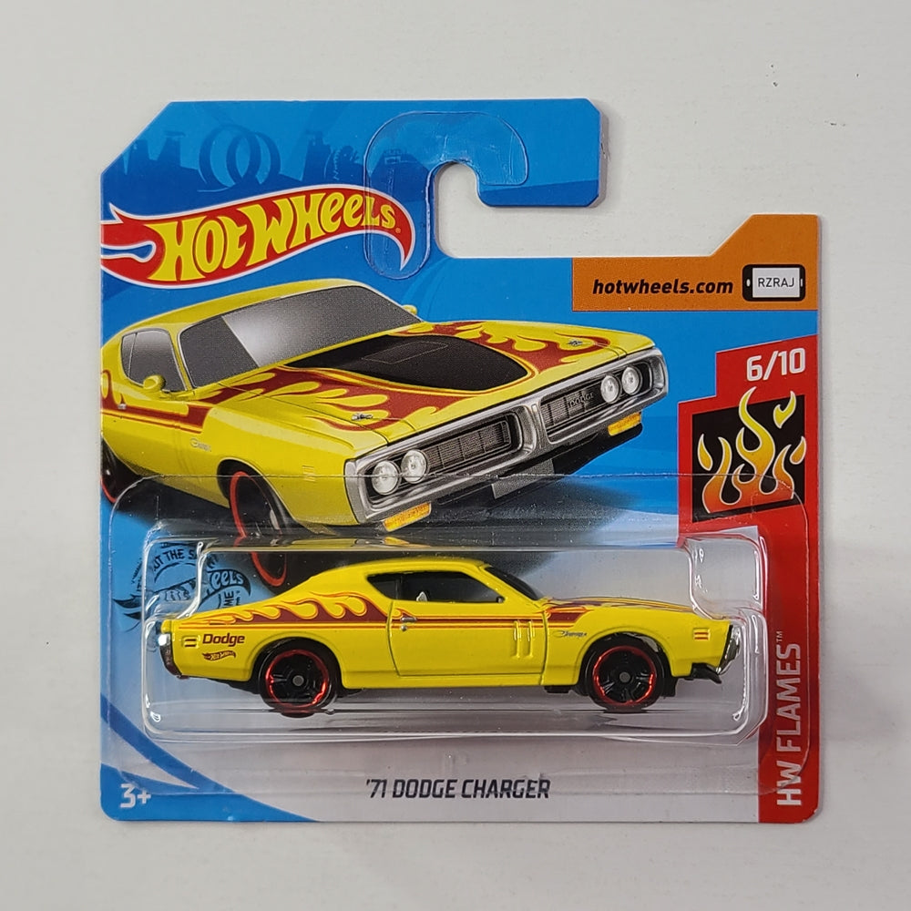 Hot Wheels - '71 Dodge Charger (Yellow) [Short Card]