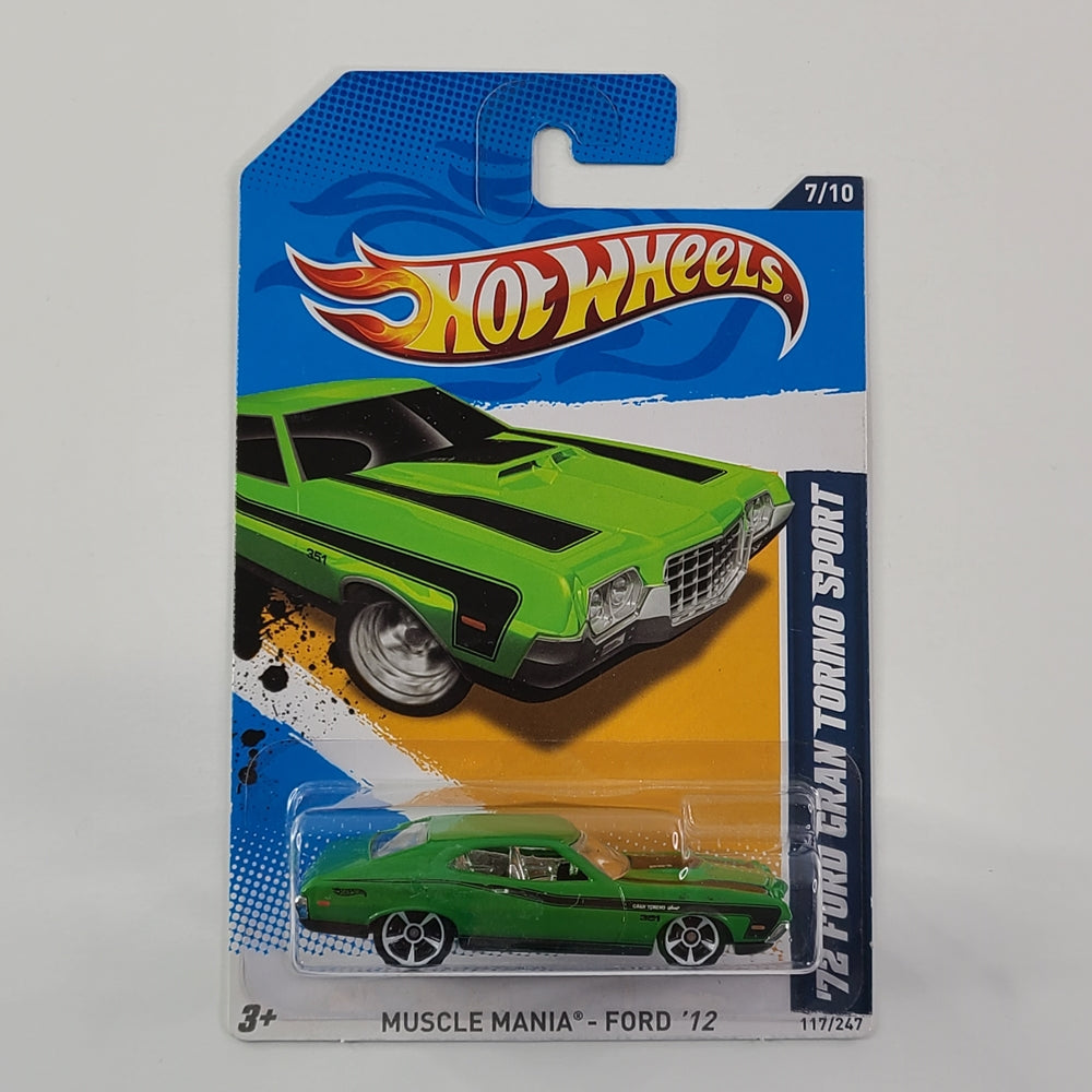 Hot Wheels - '72 Ford Gran Torino Sport (Green) [Muscle Mania: Ford Series (2012) - 7/10]