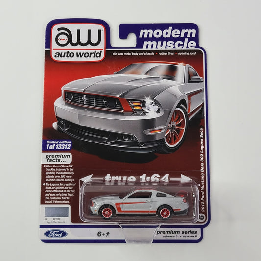 Auto World - 2012 Ford Mustang Boss 302 Laguna Seca (Ingot Silver Metallic) [Modern Muscle Series - 2020 Premium Series Release 3, Version B] [Limited Edition - 1 of 13312]