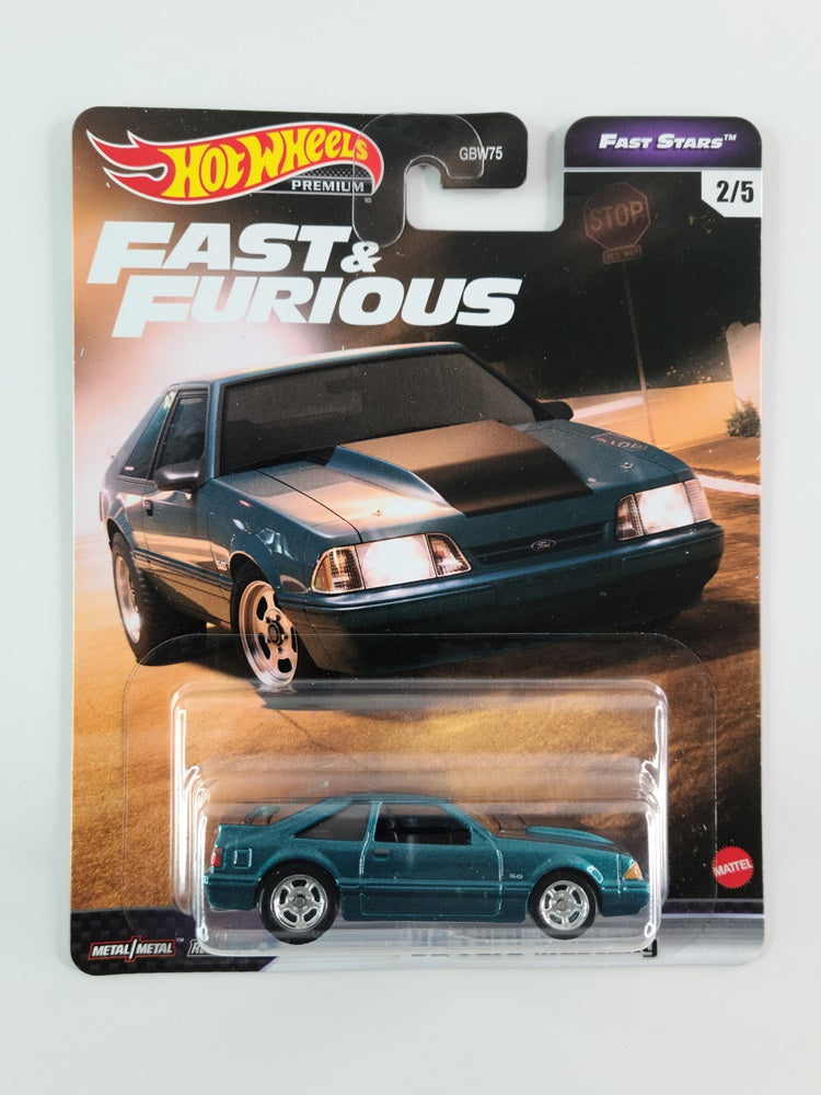 Hot Wheels Premium - '92 Ford Mustang (Metalflake Cyan) [2/5 - 2021 HW Fast & Furious - Fast Stars]