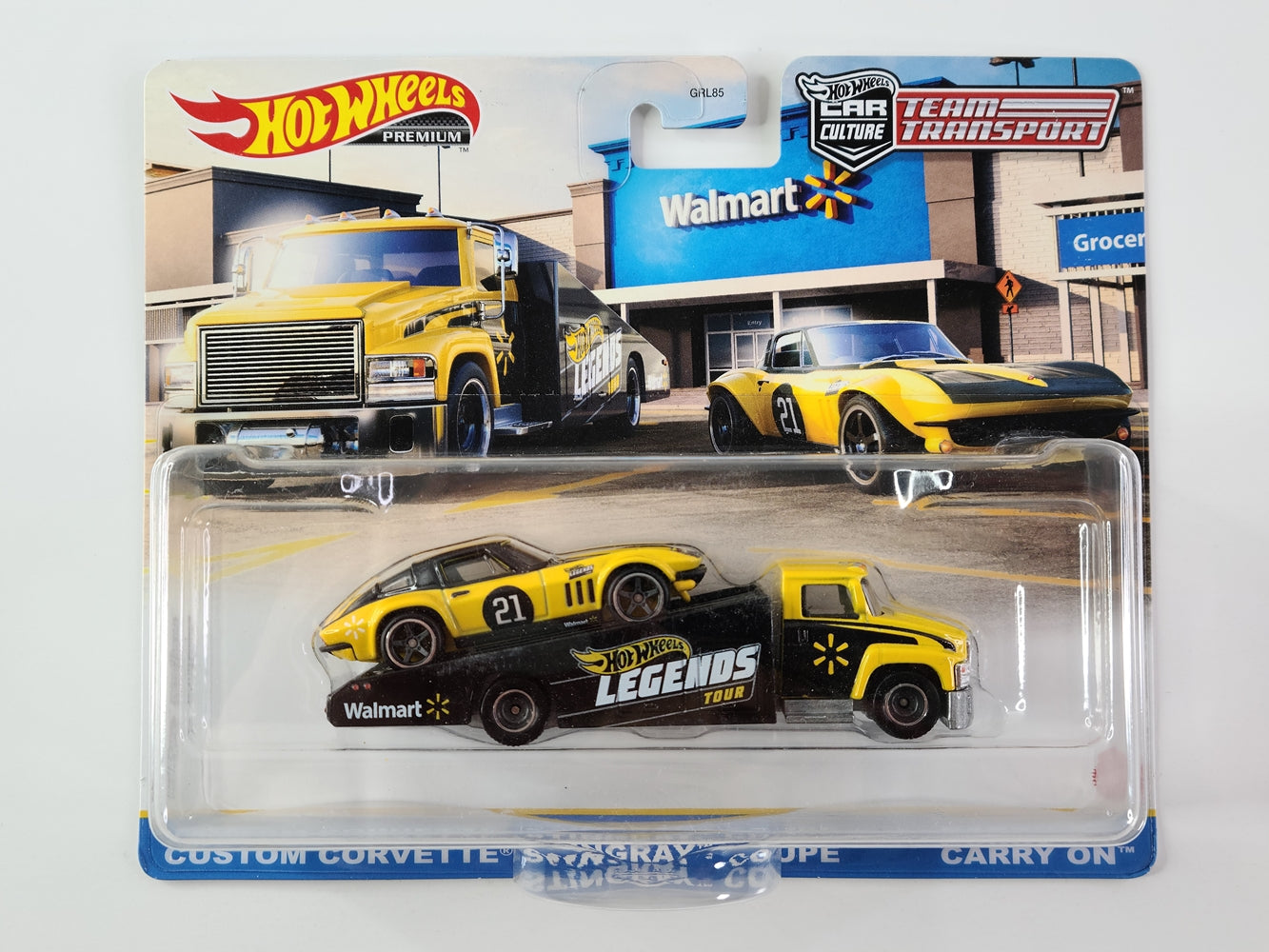 Hot Wheels Premium - Custom Corvette Stingray Coupe (Yellow) [Car Culture: Team Transport (2021)] [Walmart Exclusive]