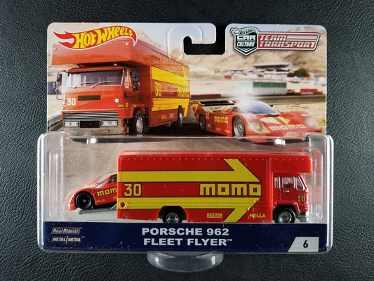 Hot Wheels - Porsche 962 and Fleet Flyer (Red) [Car Culture: Team Transport (Mix 2, Series 6)]