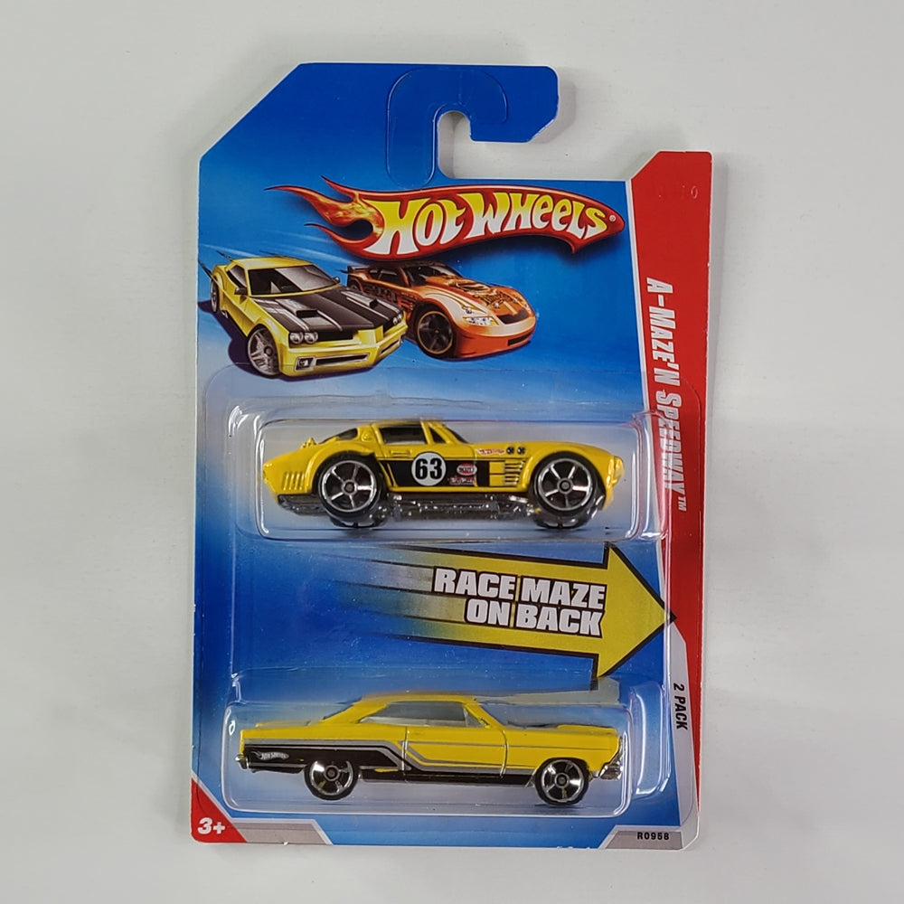 Hot Wheels - Corvette Grand Sport (Yellow) & '66 Ford Fairlane GT (Yellow) [2-Pack]