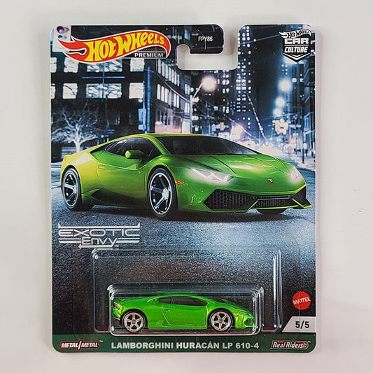 Hot Wheels Premium Real Riders - Lamborghini Huracán LP 610-4 (Metalflake Verde Ithaca (Lime Green))