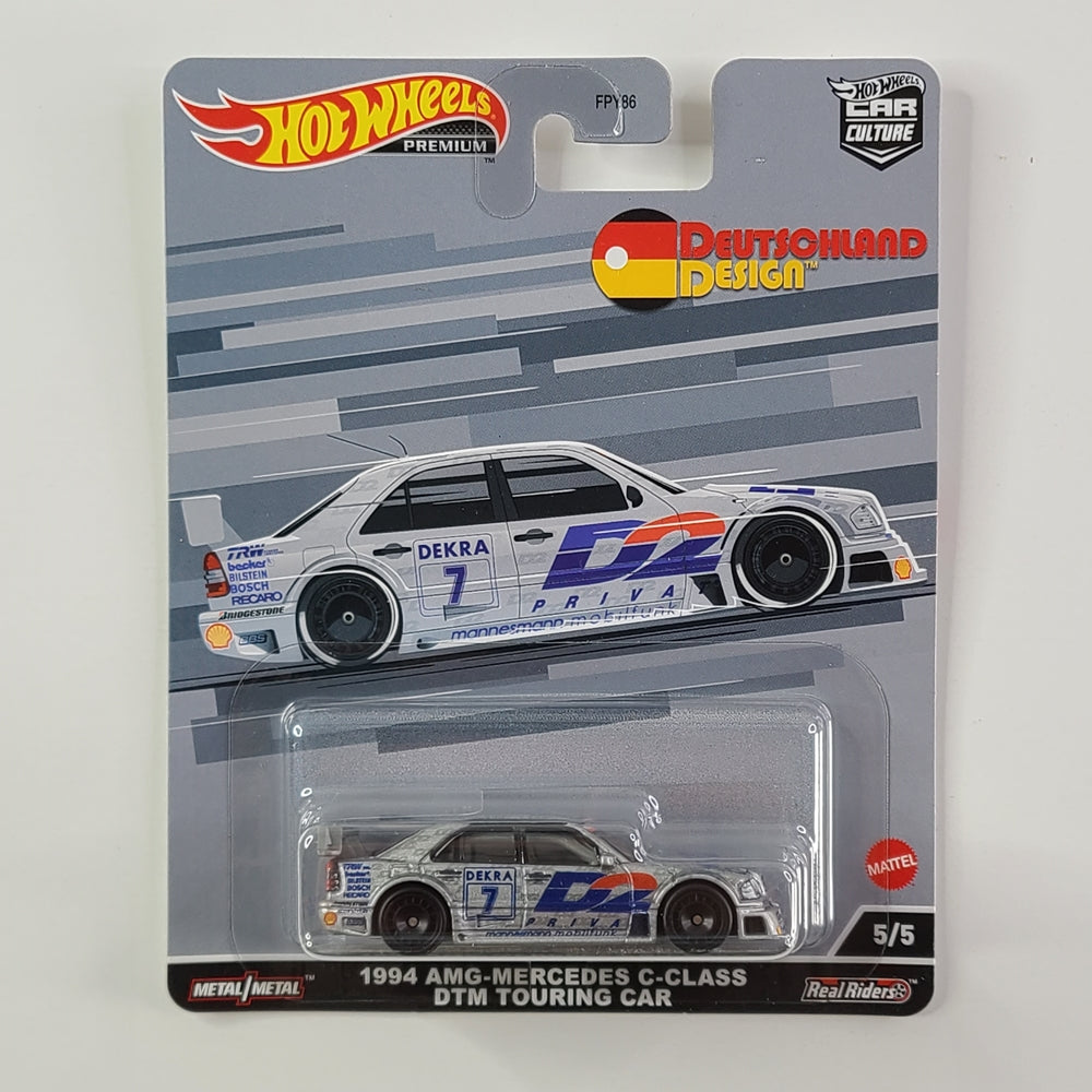 Hot Wheels Premium Real Riders - 1994 AMG-Mercedes C-Class DTM Touring Car (Metalflake Silver)