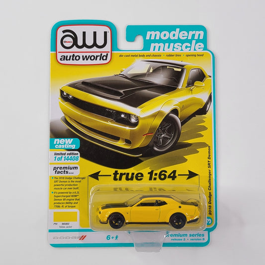 Auto World - 2018 Dodge Challenger SRT Demon (Yellow Jacket) [Modern Muscle Series - 2021 Premium Series Release 2, Version B] [Limited Edition - 1 of 14408]