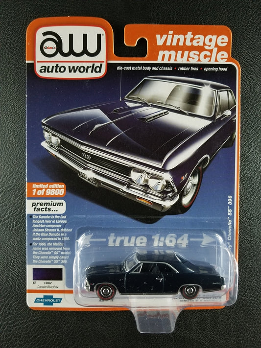 Auto World - 1966 Chevy Chevelle SS 396 (Danube Blue Poly) [6/6 - 2020 Premium Series (Release 2) (Version A) (Vintage Muscle); Limited Edition, 1 of 9800]