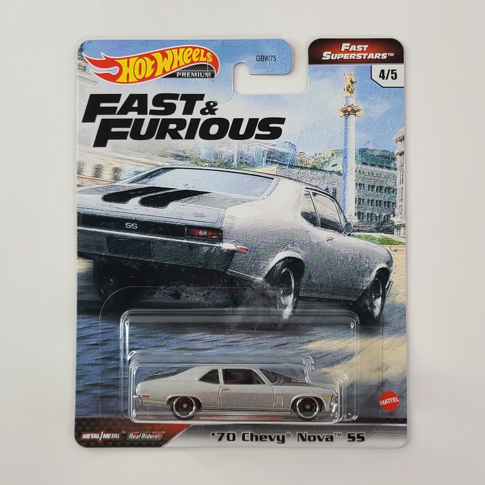 Hot Wheels Premium - '70 Chevy Nova SS (Metalflake Gray) [Fast & Furious: Fast Superstars (2021) - 4/5]