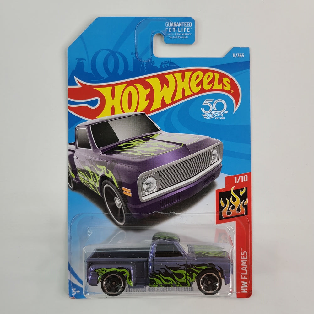 Hot Wheels - Custom '69 Chevy Pickup (Purple) [HW Flames Mini Collection (2018) - 1/10]