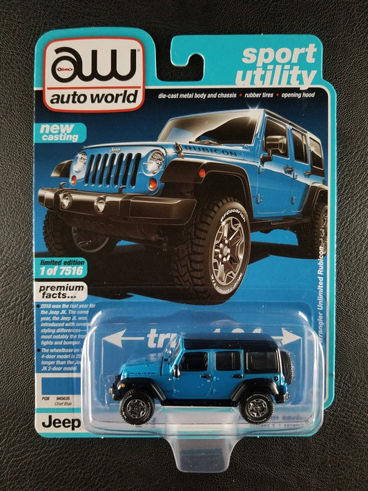 Auto World - 2018 Jeep Wrangler Unlimited Rubicon (Chief Blue) [3/6 - 2020 Premium Series (Release 1) (Version A) (Sport Utility); Limited Edition, 1 of 7516]