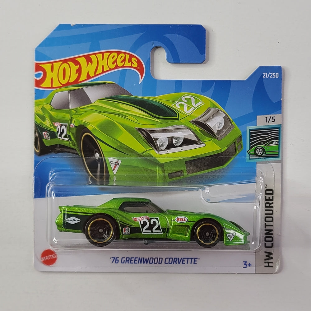 Hot Wheels - '76 Greenwood Corvette (Metalflake Green) [Short Card]