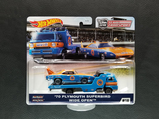 Hot Wheels Premium - '70 Plymouth Superbird & Wide Open (Blue/Orange)