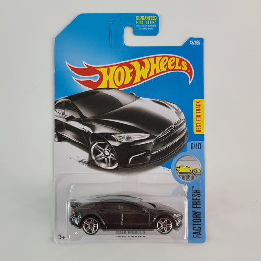 Hot Wheels - Tesla Model S (Metalflake Black) [Factory Fresh Mini Collection (2017) - 6/10]