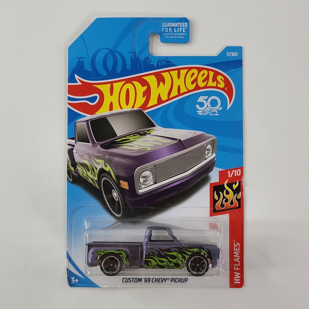 Hot Wheels - Custom '69 Chevy Pickup (Purple) [HW Flames Mini Collection (2018)