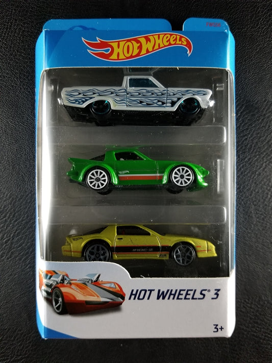 Hot Wheels 3-Pack - '65 Ford Ranchero/Mazda RX-7/'85 Camaro IROC-Z (White/Green/Lime Green)