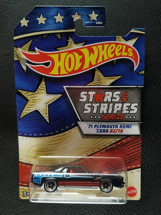 Hot Wheels - '71 Plymouth HEMI 'Cuda (Gloss Black) [2/10 - 2020 HW Stars & Stripes]