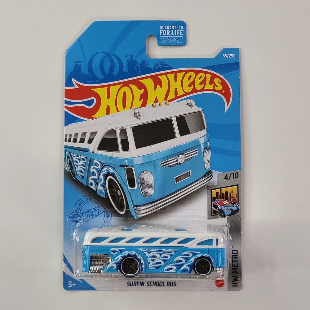 Hot Wheels - Surfin' School Bus (White/Blue) [HW Metro Mini Collection (2021) - 4/10]