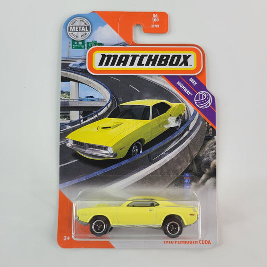 Matchbox - 1970 Plymouth Cuda (Light Yellow) [1-100: MBX Highway - 56/100 (2020)