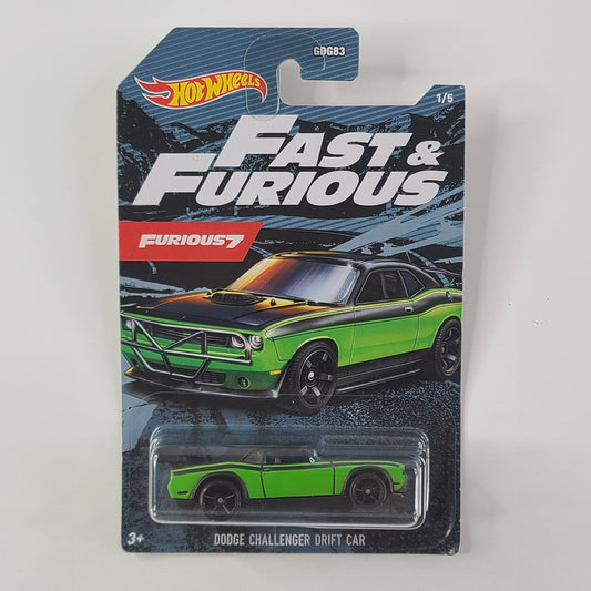 Hot Wheels - Dodge Challenger Drift Car (Black/Green)