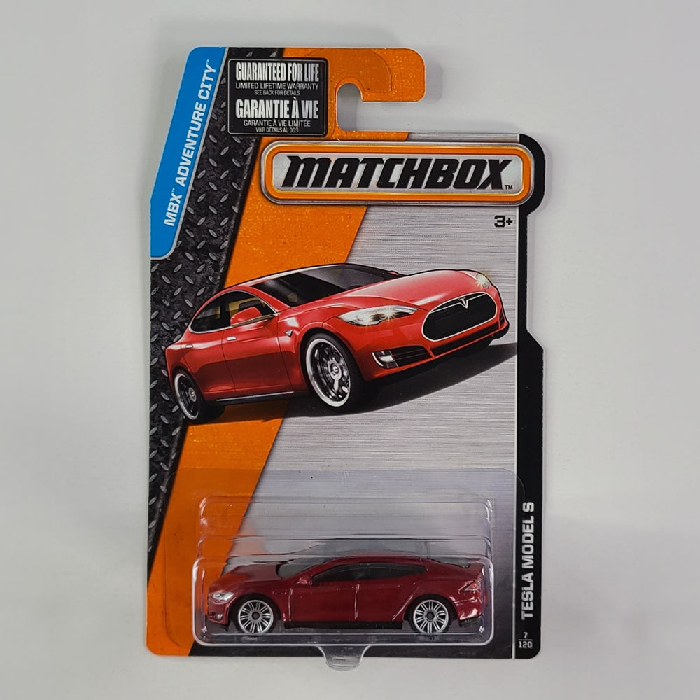 Matchbox - Tesla Model S (Metalflake Dark Red) – Throwback Collectibles