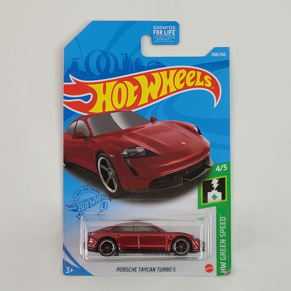 Hot Wheels - Porsche Taycan Turbo S (Metalflake Dark Red) [HW Green Speed Mini Collection (2021) - 4/5]