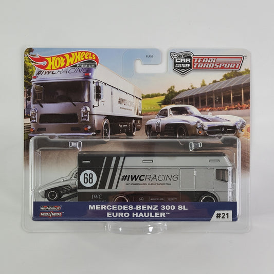 Hot Wheels Premium - Euro Hauler and Mercedes-Benz 300 SL (Silver and Black) [2-Pack]