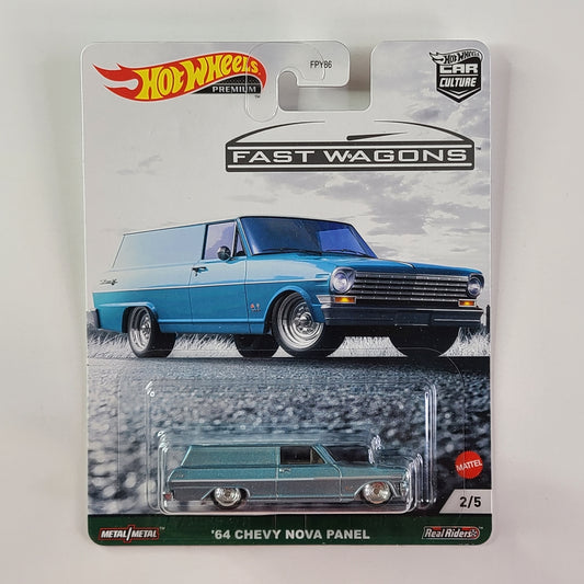 Hot Wheels Premium Real Riders - '64 Chevy Nova Panel (Metalflake Steel Blue)