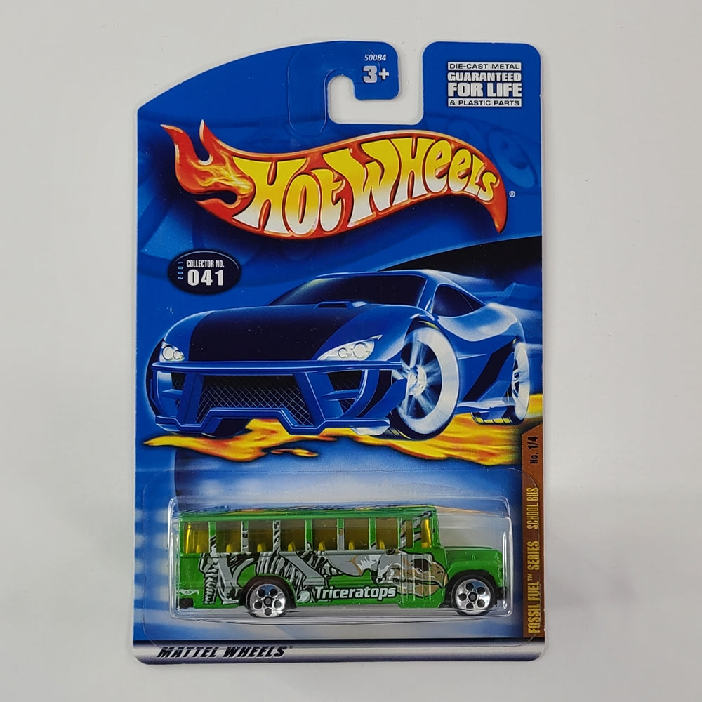 Hot Wheels - School Bus (Green) [Fossil Fuel Series (2001) - 1/4]