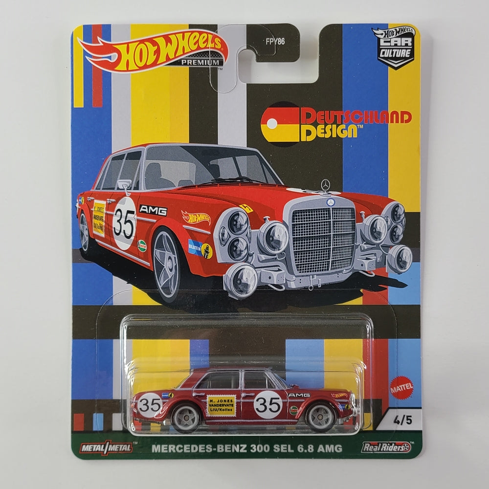 Hot Wheels Premium - Mercedes-Benz 300 SEL 6.8 AMG (Red) [Car Culture: Deutschland Design (2021) - 4/5]