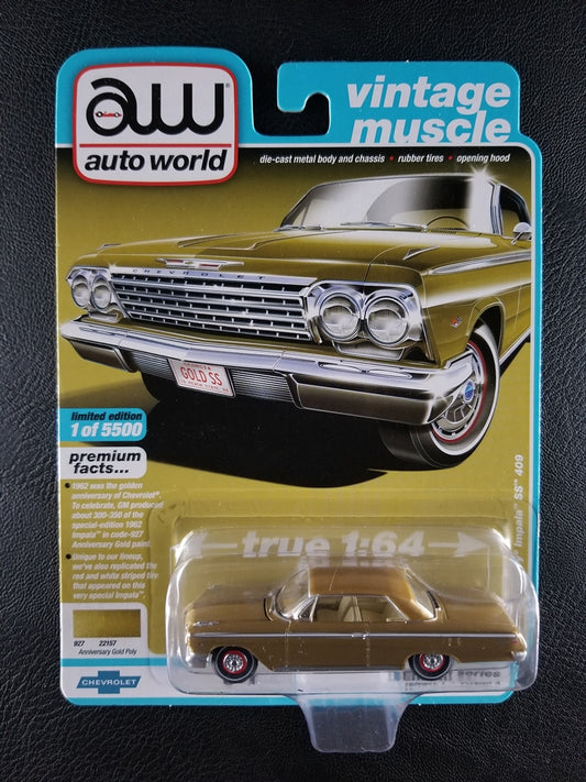 Auto World - 1962 Chevy Impala SS 409 (Anniversary Poly Gold) [5/6 - 2020 Premium Series (Release 1) (Version A) (Vintage Muscle); Limited Edition, 1 of 5500]