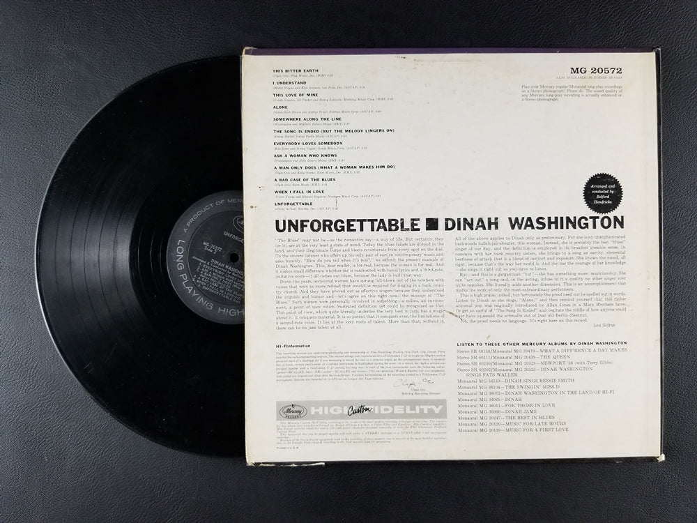 Dinah Washington - Unforgettable (1961, LP)