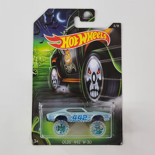 Hot Wheels - Olds 442 W-30 (Metalflake Light Blue) [Happy Halloween! Series (2017) - 2/8]