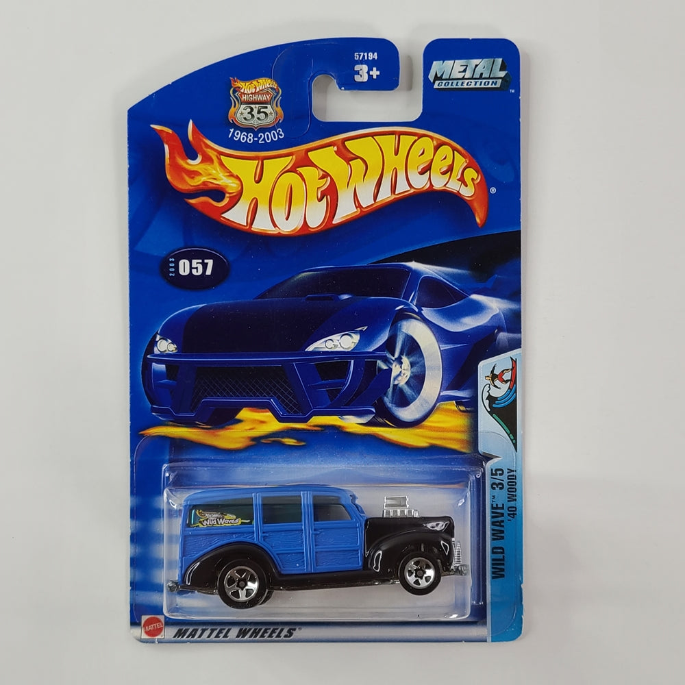 Hot Wheels - '40 Woody (Blue w/ Black fenders) [Wild Wave Series (2003) - 3/5]