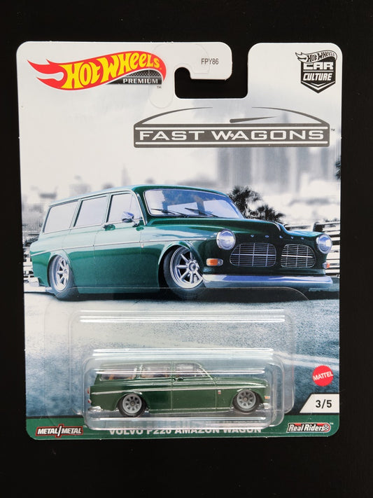 Hot Wheels Premium - Volvo P220 Amazon Wagon (Dark Green) [3/5 - 2021 Car Culture: Fast Wagons]