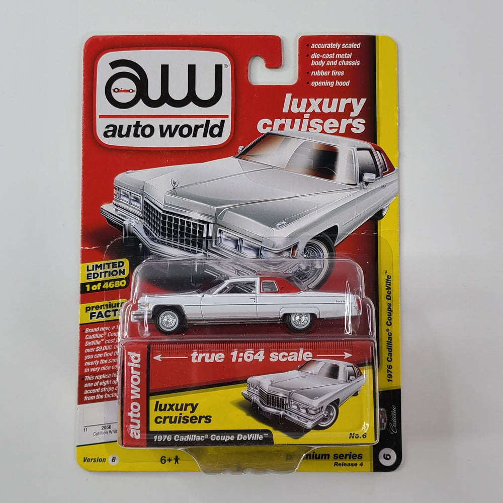 Auto World - 1976 Cadillac Coupe DeVille (Cotillion White) [Luxury Cruisers Series - 2018 Premium Series Release 4, Version B] [Limited Edition - 1 of 4680]